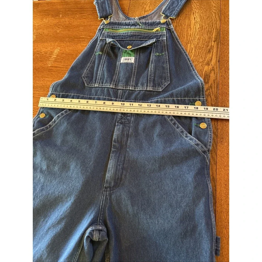 Liberty Overalls Mens 34x29 Blue Denim Bib Workwear Carpenter Utility Pockets